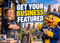 Stoke-on-Trent independent business owner being photographed for a local feature